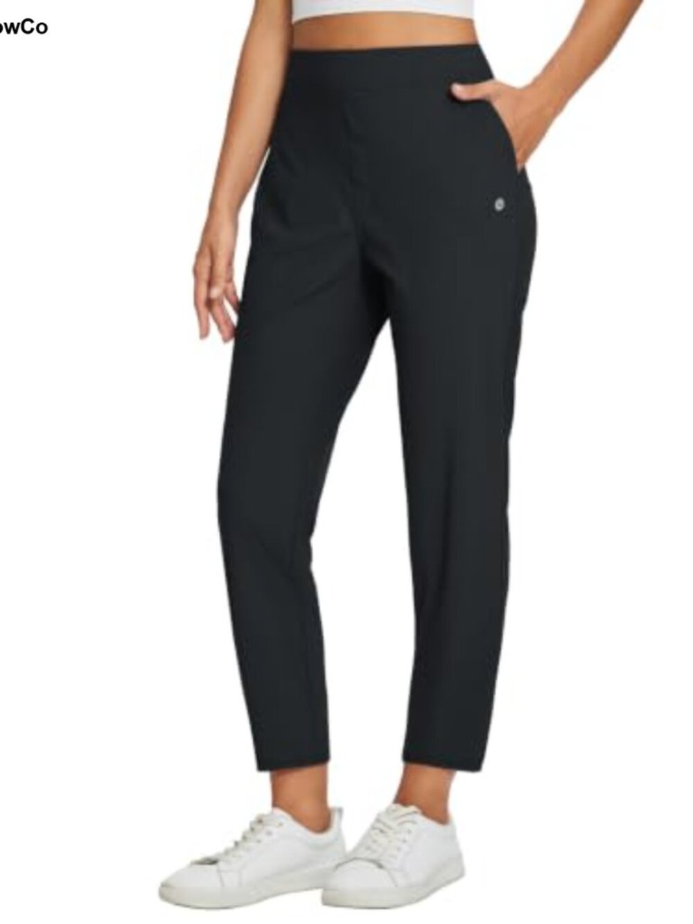 Women's Stretchy Travel Pants High Waist Ankle Length with Zip Pockets UPF 50+